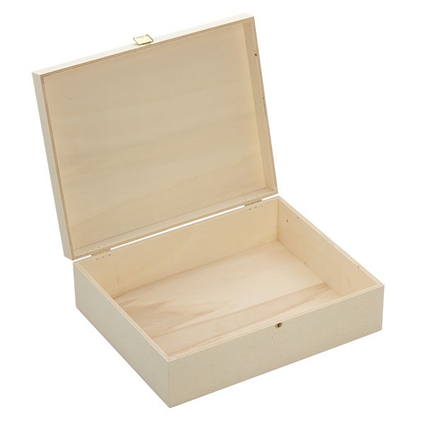 Boîte en bois avec couvercle à charnière 35x28x11cm (peuplier contreplaqué)