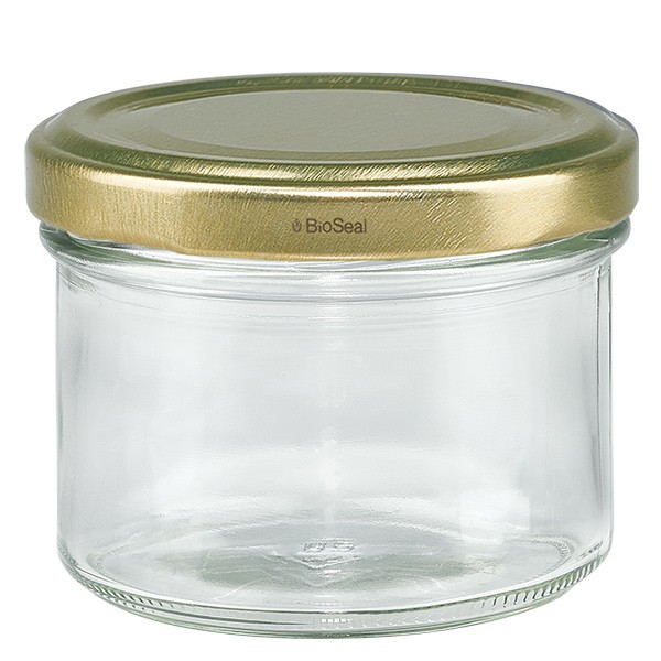 creëren Stamboom Convergeren UNITWIST glazen potten 225ml sturtglas met goud Twist-Off deksel TO66  bestellen op glazen-en-potten.nl